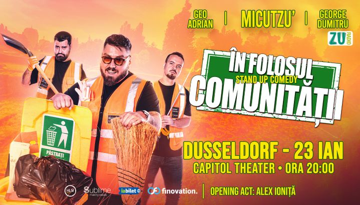 Dusseldorf: Stand-up Comedy cu Micutzu, Geo Adrian si George Dumitru - “IN FOLOSUL COMUNITATII”